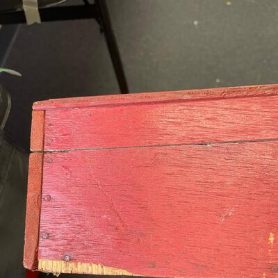 Red wooden storage box
