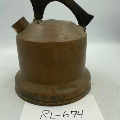 Vintage farmhouse copper tea kettle