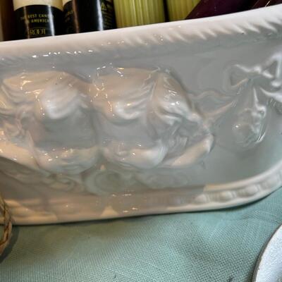 White ware Spanish Handcrafted  flower or candle dishes, set of new Cheese  knives, Snack plates