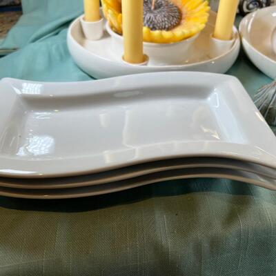 White ware Spanish Handcrafted  flower or candle dishes, set of new Cheese  knives, Snack plates
