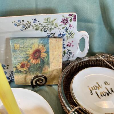 White ware Spanish Handcrafted  flower or candle dishes, set of new Cheese  knives, Snack plates