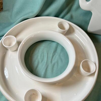 White ware Spanish Handcrafted  flower or candle dishes, set of new Cheese  knives, Snack plates