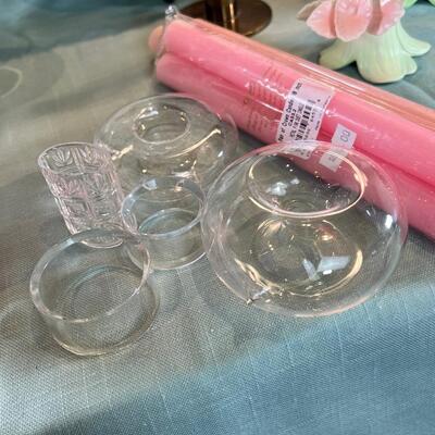 Fritz and Flyod orchid Candle holders, Shell dishes, Lenox candles