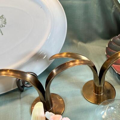 Fritz and Flyod orchid Candle holders, Shell dishes, Lenox candles