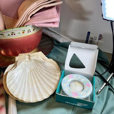Fritz and Flyod orchid Candle holders, Shell dishes, Lenox candles