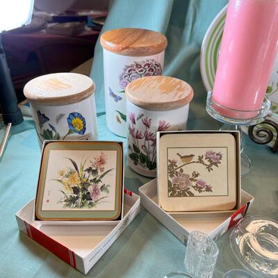 Fritz and Flyod orchid Candle holders, Shell dishes, Lenox candles