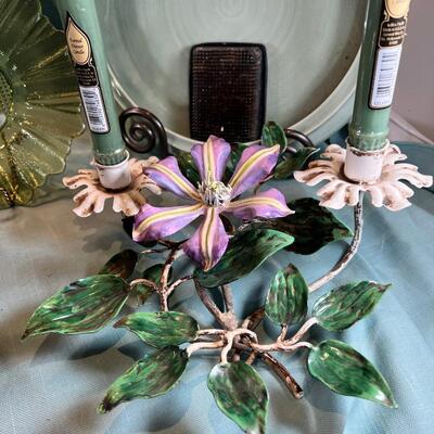 Denby Cups, Large Green ceramic bowl and large rectangular floral holder.