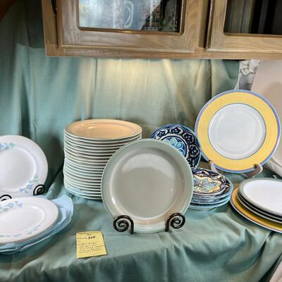 Nile Glow everyday fancy plates, Noritake Stoeware, Corning Augusta