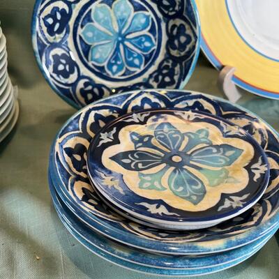 Nile Glow everyday fancy plates, Noritake Stoeware, Corning Augusta