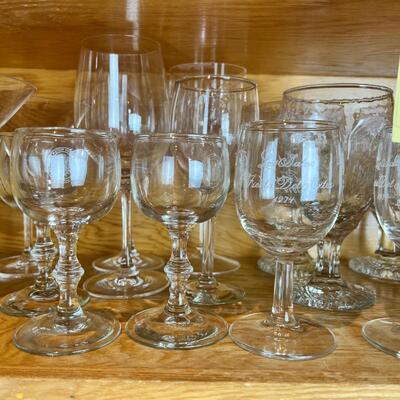 Shleves full of Drinking and wine glasses