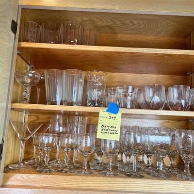 Shleves full of Drinking and wine glasses