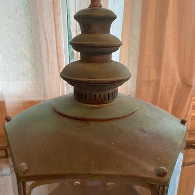 Vintage copper porch lamp with a nice green patina