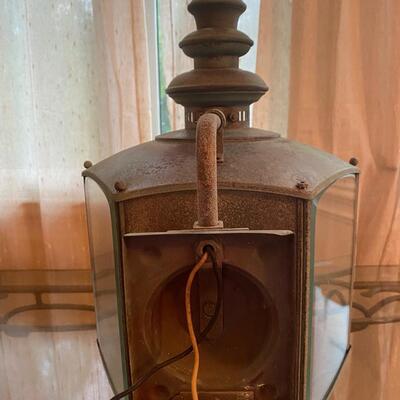 Vintage copper porch lamp with a nice green patina