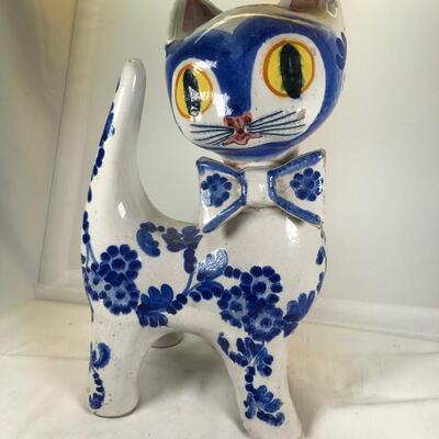 Big Eued Italian Cat Ceramic Figurine