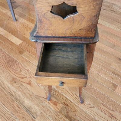 Antique Night Table Stand with Side Drawer 15wx10dx30H
