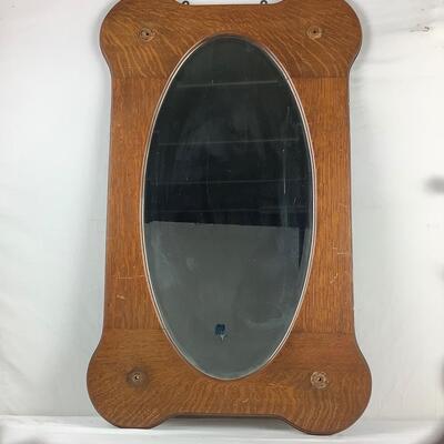 5215 Antique Oak Framed Oval Mirror