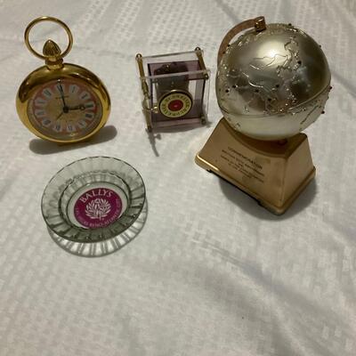 Misc collectibles; ashtray, globe, bud & watch