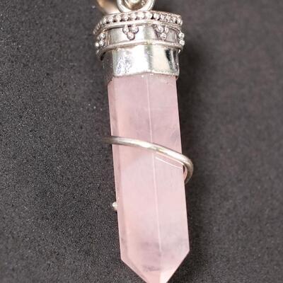 Sterling Garnet & Pink Quartz Point Pendant