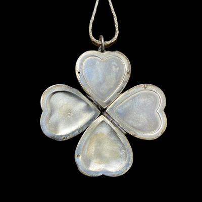 Sterling Rope Chain Necklace with Heart/Clover Locket