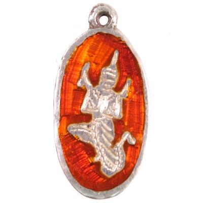 Sterling Red Enameled Mekkala Goddess Pendant