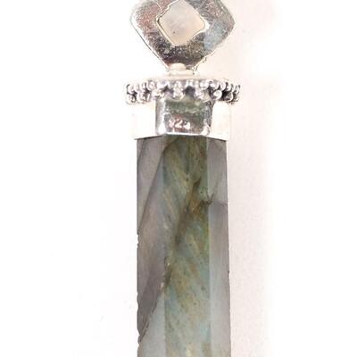 Sterling Moonstone & Labradorite Point Pendant