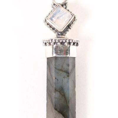 Sterling Moonstone & Labradorite Point Pendant