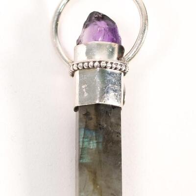 Sterling Labradorite & Amethyst Pendant