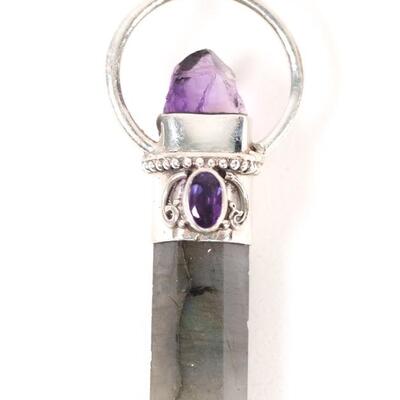 Sterling Labradorite & Amethyst Pendant