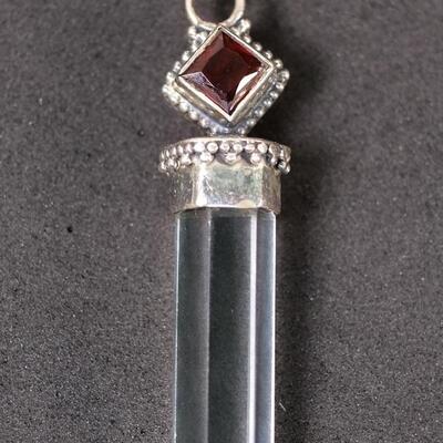 Sterling Garnet & Quartz Point Pendant