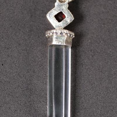 Sterling Garnet & Quartz Point Pendant