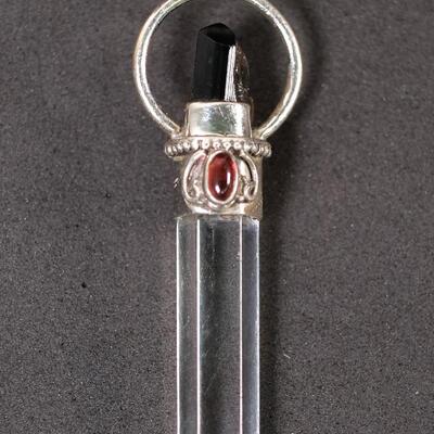 Sterling Garnet, Onyx & Quartz Point Pendant
