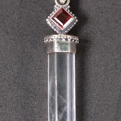 Sterling Garnet & Quartz Point Pendant