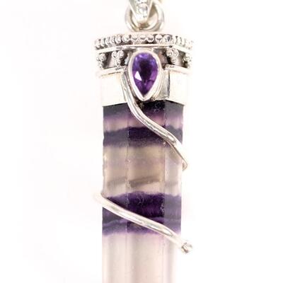 Sterling Amethyst & Quartz Point Pendant