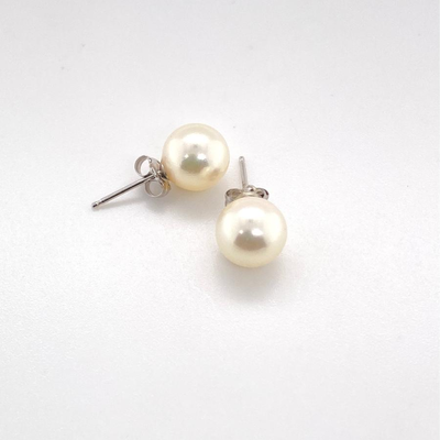 14K White Gold Pearl Post Earrings
