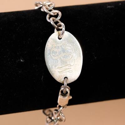 Sterling Monogram Chain Link Bracelet