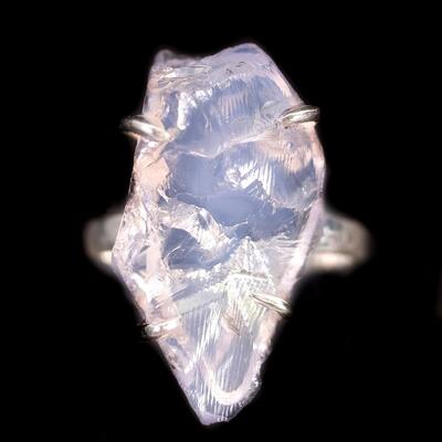 Sterling Raw Pink Quartz Ring, Size 7