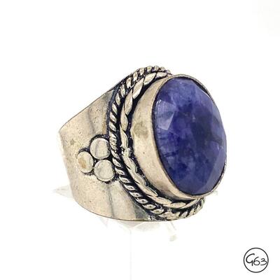 Custom Sterling Purple Jadeite Ring, Size 7