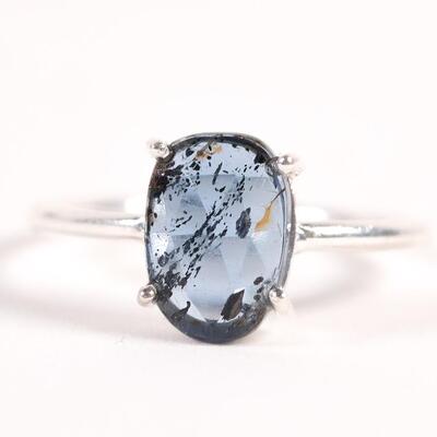 Sterling Blue Gemstone Ring, Size 7.25