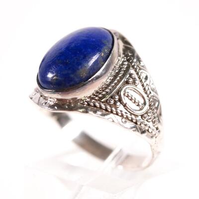 Sterling Lapis Lazuli Ring, Size 8.25