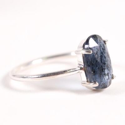 Sterling Blue Gemstone Ring, Size 8.5