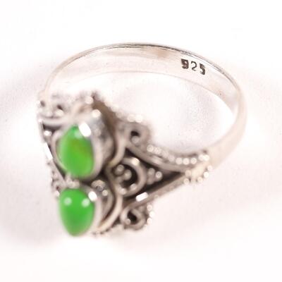 Sterling Double Gaspeite Ring, Size 9.5