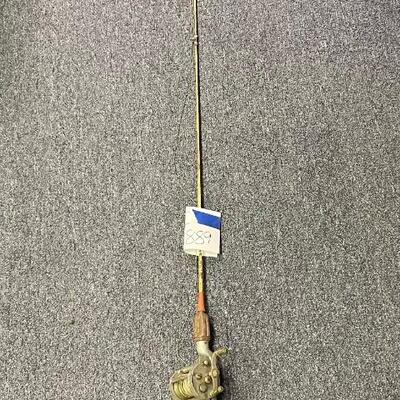 Vtg Pflueger Akron model 1893 fishing reel and metal rod