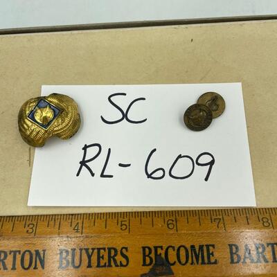 Vintage Boy Scout Wolf neckerchief tie slide & Boyscout pin