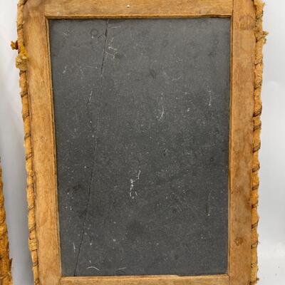 Set of 2 vintage double sided school slates