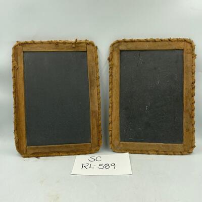 Set of 2 vintage double sided school slates