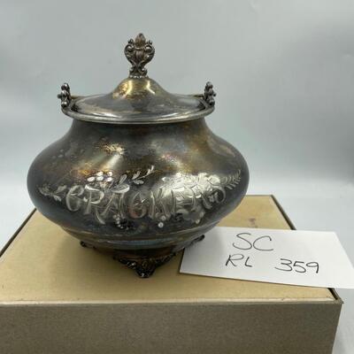 Rollers silver cracker container with lid