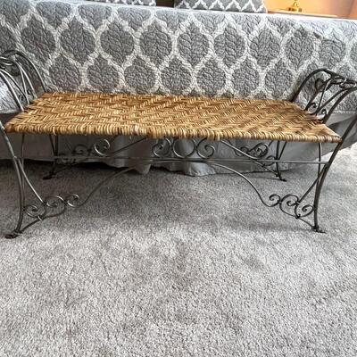 Metal and wicker bench