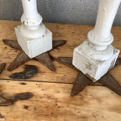 Reimagined candlesticks, wooden posts, metal stars from hurricane rods