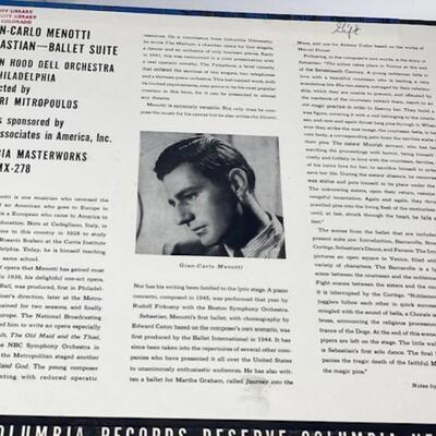 Gian-Carlo Menotti Sebastian Ballet Suite - Columbia Masterworks 78 - MX278-2