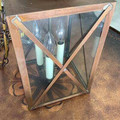 Copper & glass light fixture, nautical feel to this hanging light